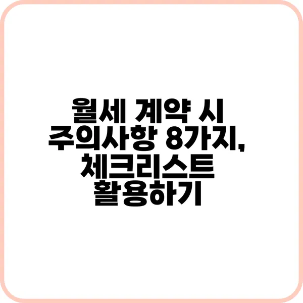 월세 계약 시 주의사항은?