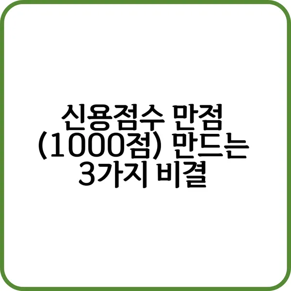 신용점수 만점 혜택