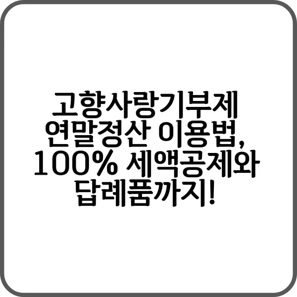 고향사랑기부제 연말정산 공제 기준