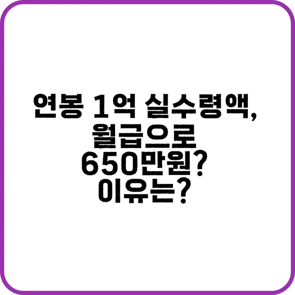 연봉 1억 실수령액 세전 세후 비교