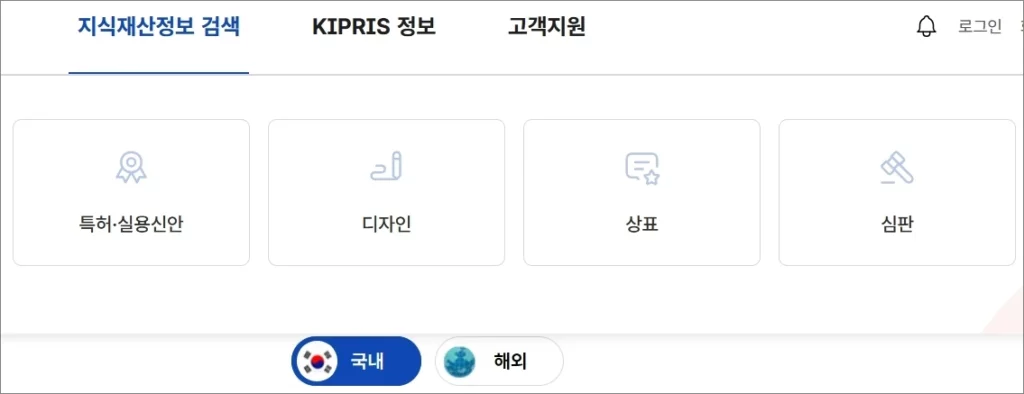 키프리스 홈페이지에서 지식재산정보 검색 메뉴에서 상표를 선택하면 상표권 조회가 된다는 것을 설명하는 이미지