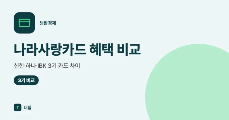 나라사랑카드 혜택 비교 (2026): 신한·하나·IBK 3기 카드 차이