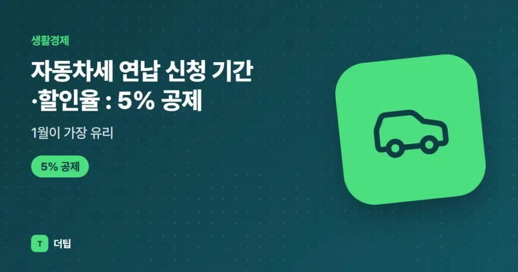 자동차세 연납 신청 기간·할인율 (2026): 5% 공제, 1월이 가장 유리