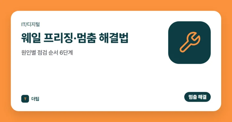 웨일 프리징·멈춤 해결법, 원인별 점검 순서 6단계
