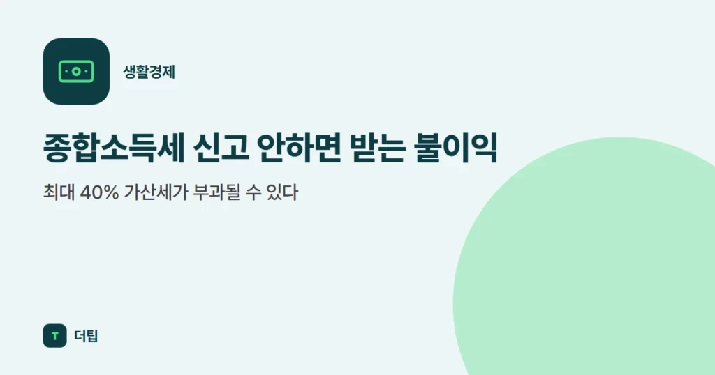 종합소득세 신고 안하면 받는 불이익, 최대 40% 가산세가 부과될 수 있다