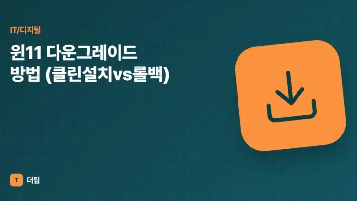 윈11 다운그레이드 방법 (클린설치vs롤백)