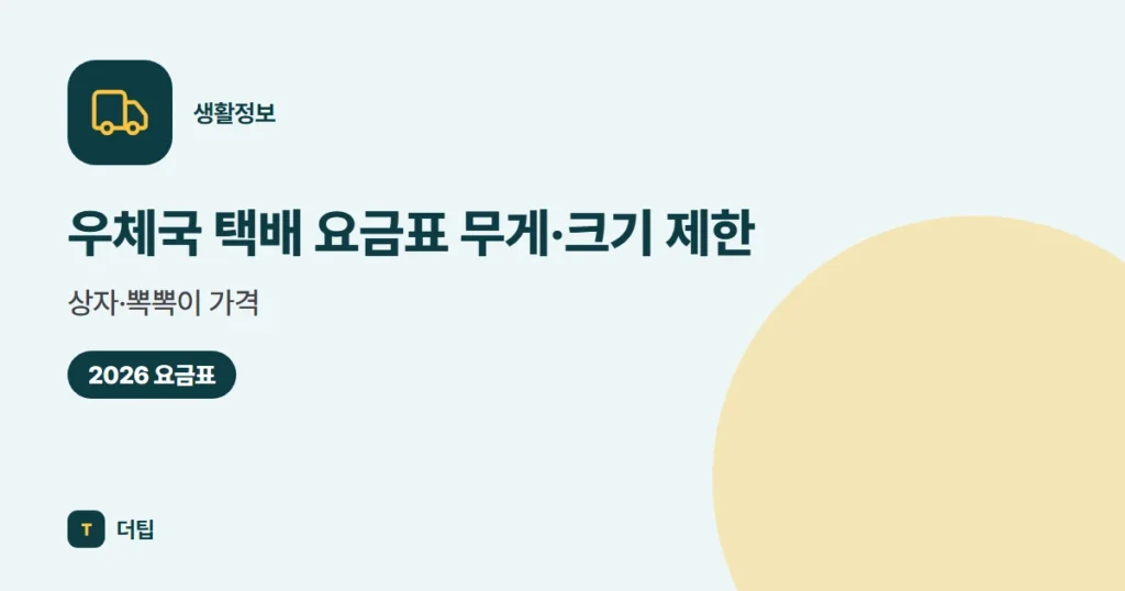 우체국 택배 요금표 (2026) 무게·크기 제한, 상자·뽁뽁이 가격
