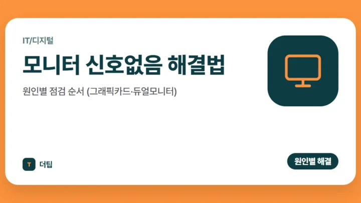 모니터 신호없음 해결법, 원인별 점검 순서 (그래픽카드·듀얼모니터)