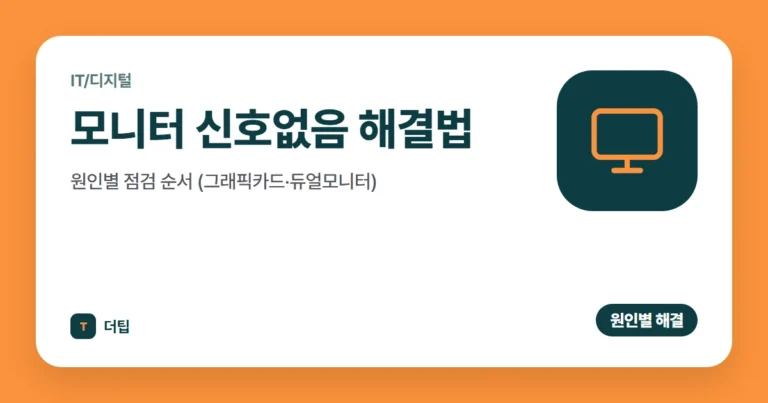 모니터 신호없음 해결법, 원인별 점검 순서 (그래픽카드·듀얼모니터)