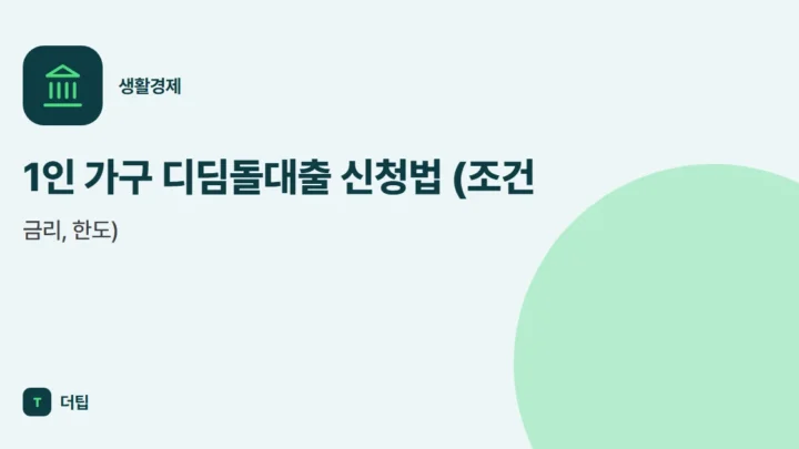 1인 가구 디딤돌대출 신청법 (조건, 금리, 한도)
