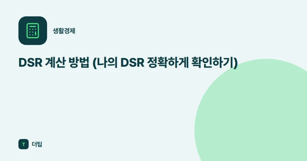 DSR 계산 방법 (나의 DSR 정확하게 확인하기)