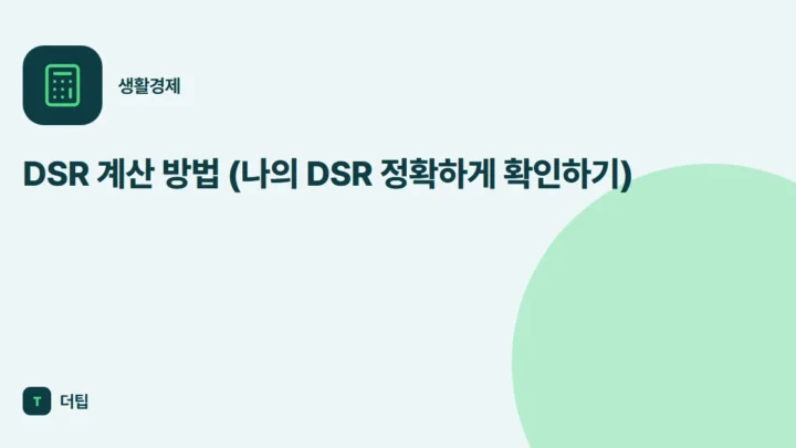 DSR 계산 방법 (나의 DSR 정확하게 확인하기)