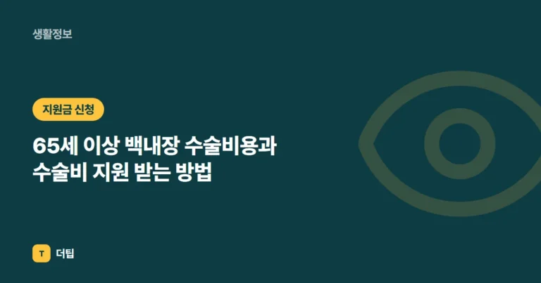 65세 이상 백내장 수술비용과 수술비 지원 받는 방법 (2026)