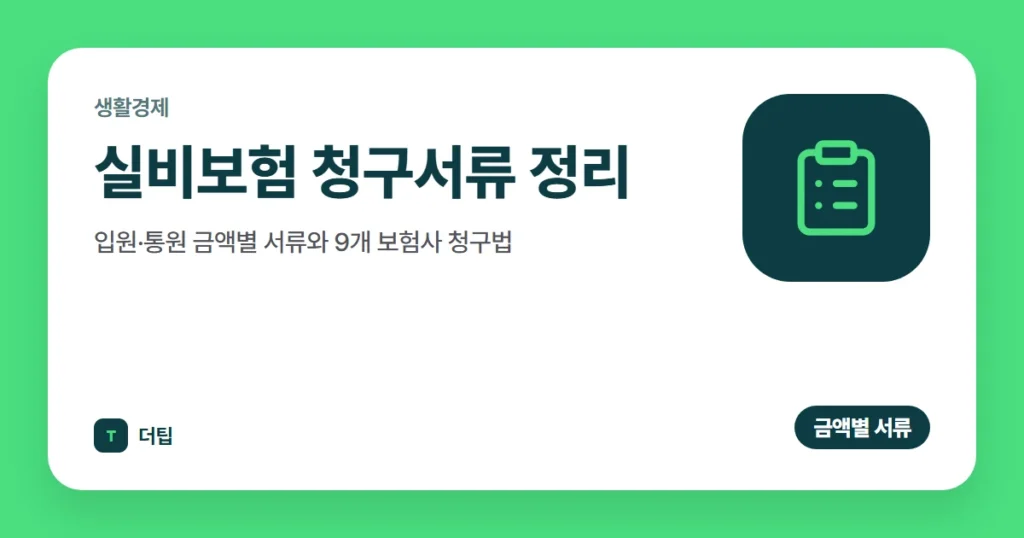실비보험 청구서류 정리: 입원·통원 금액별 서류와 9개 보험사 청구법 (2026)