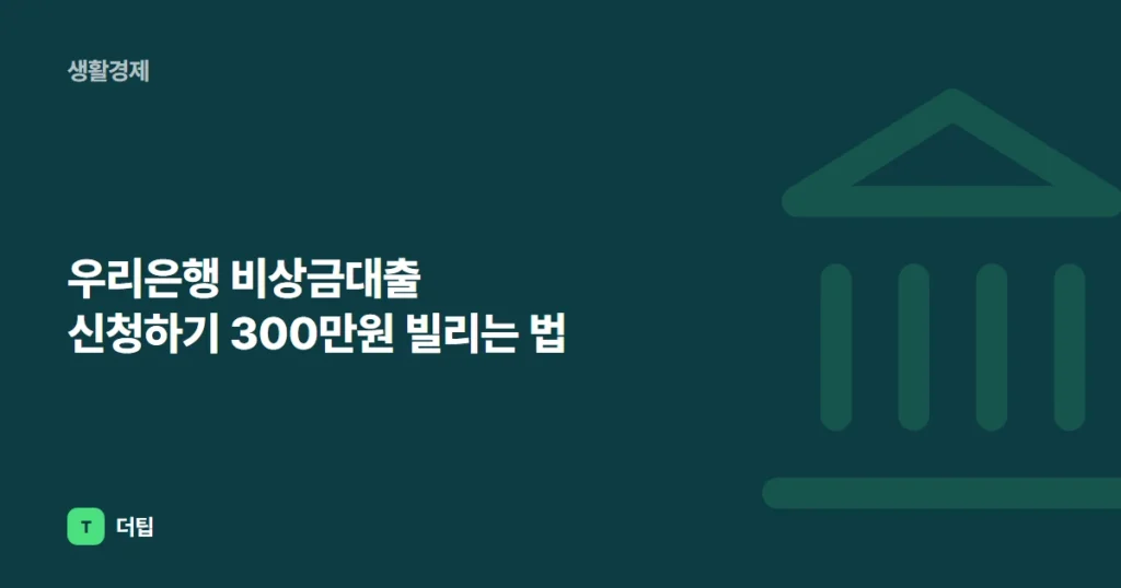 우리은행 비상금대출 신청하기 300만원 빌리는 법