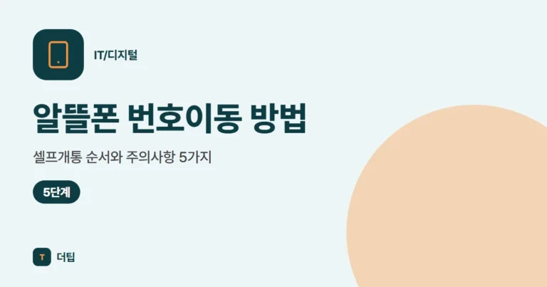 알뜰폰 번호이동 방법 (2026), 셀프개통 순서와 주의사항 5가지