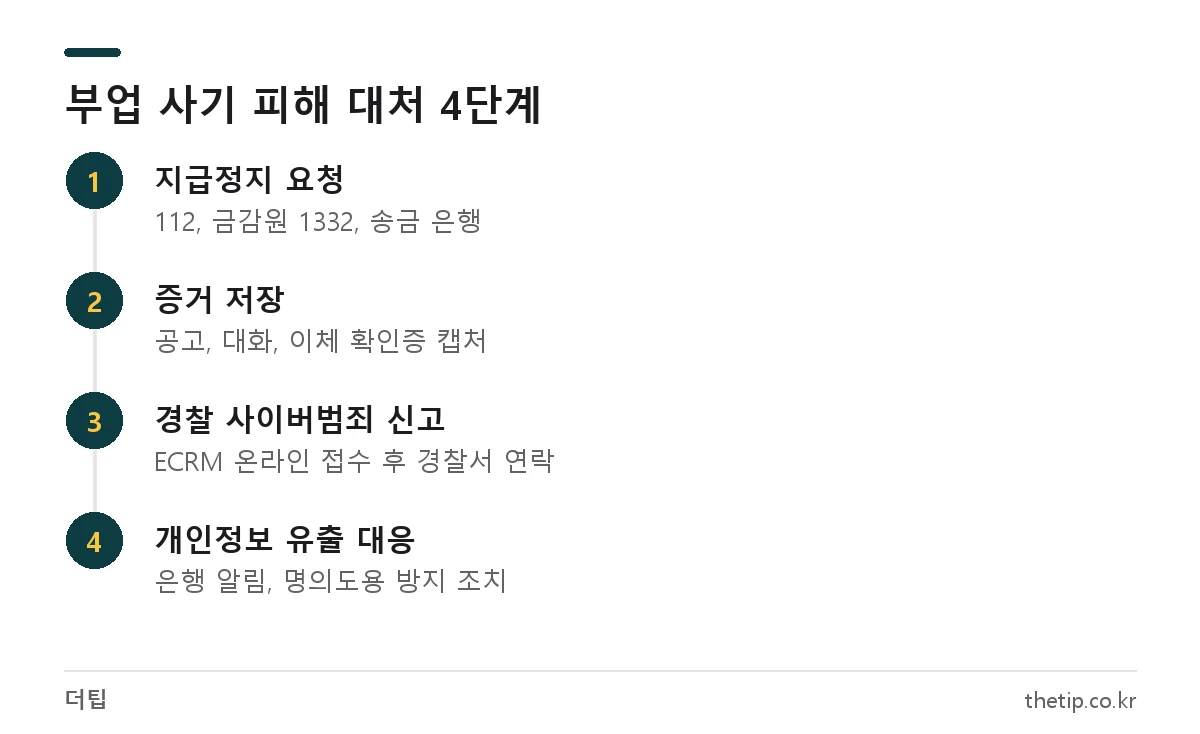 타이핑 알바 사기 피해 시 지급정지 요청부터 경찰 신고까지 대처 순서