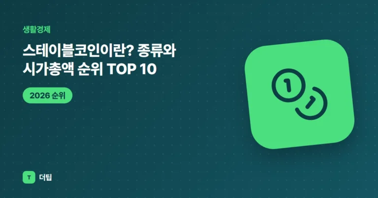 스테이블코인이란? 종류와 시가총액 순위 TOP 10 (2026)