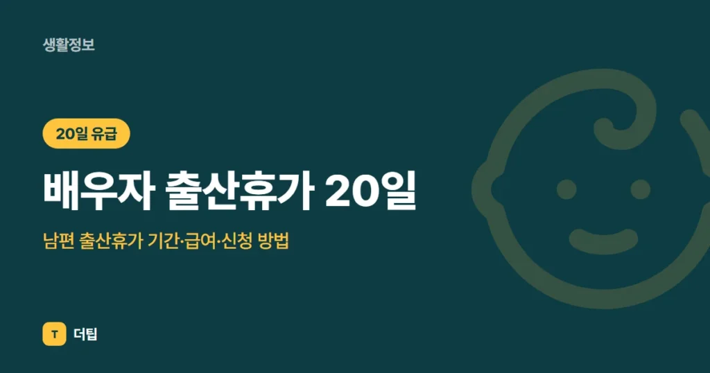 배우자 출산휴가 20일 (2026): 남편 출산휴가 기간·급여·신청 방법