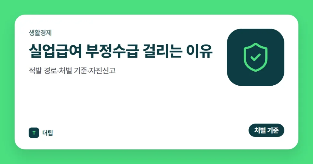 실업급여 부정수급 걸리는 이유 (2026): 적발 경로·처벌 기준·자진신고