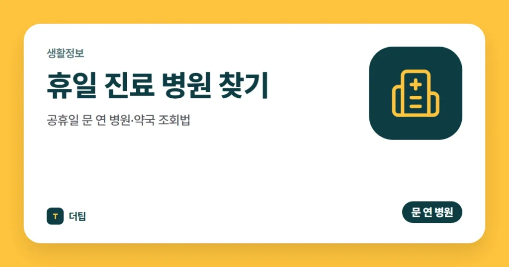 휴일 진료 병원 찾기 (2026): 공휴일 문 연 병원·약국 조회법