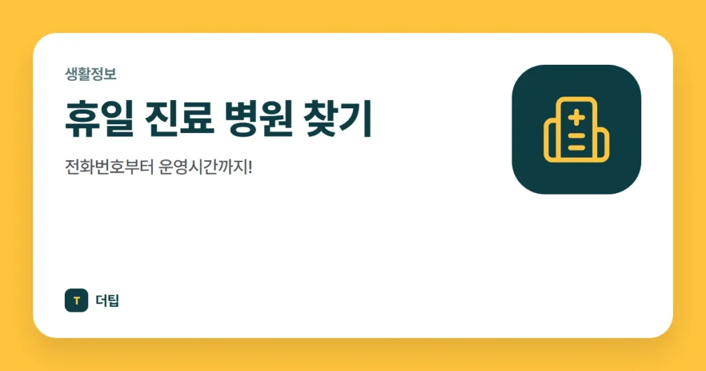 휴일 진료 병원 찾기, 전화번호부터 운영시간까지!