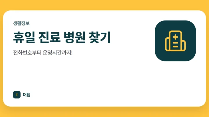 휴일 진료 병원 찾기, 전화번호부터 운영시간까지!