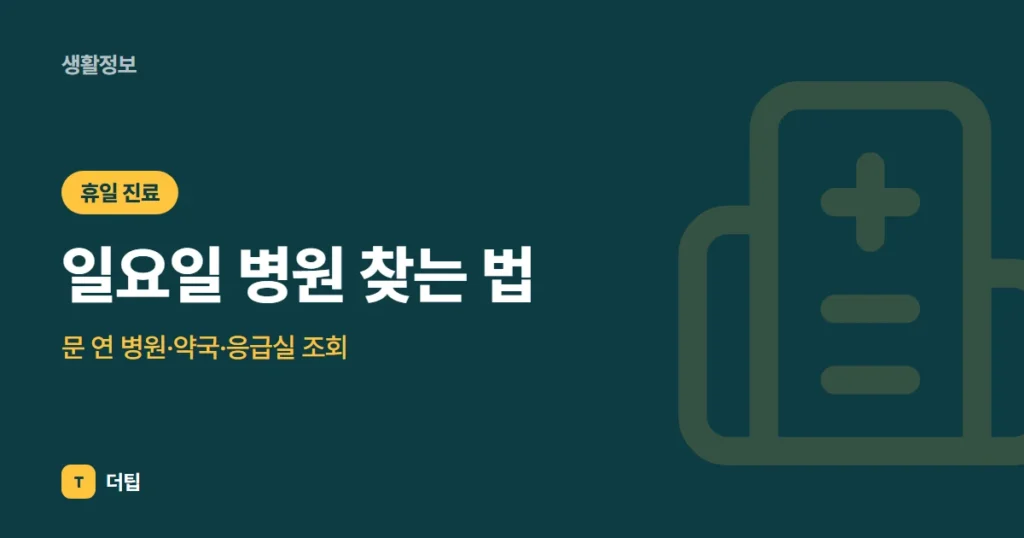 일요일 병원 찾는 법 (2026): 문 연 병원·약국·응급실 조회