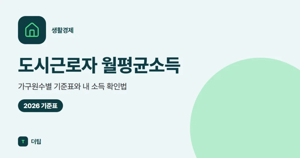 도시근로자 월평균소득 (2026): 가구원수별 기준표와 내 소득 확인법
