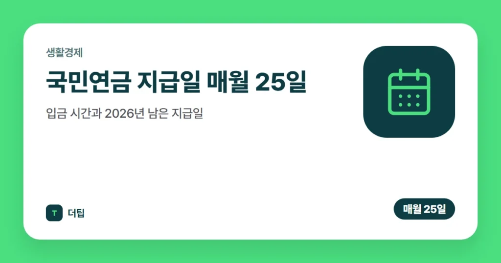 국민연금 지급일 매월 25일, 입금 시간과 2026년 남은 지급일