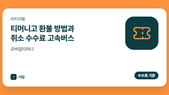 티머니고 환불 방법과 취소 수수료 (2026) 고속버스·모바일티머니