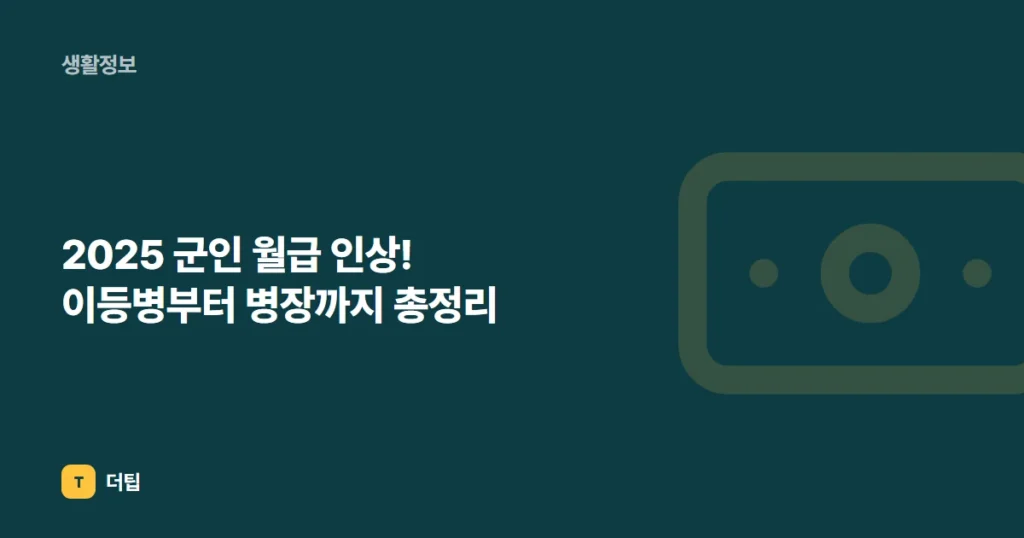 2025 군인 월급 인상! 이등병부터 병장까지 총정리