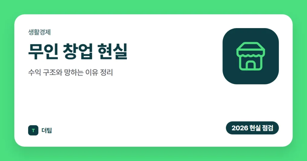 무인 창업 현실 (2026), 수익 구조와 망하는 이유 정리