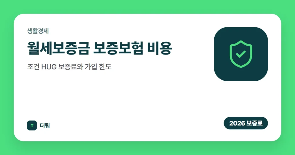 월세보증금 보증보험 비용·조건 (2026) HUG 보증료와 가입 한도