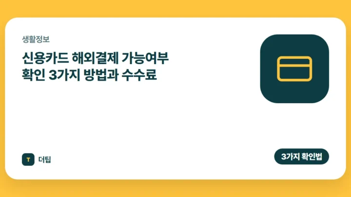 신용카드 해외결제 가능여부 확인 3가지 방법과 수수료 (2026)