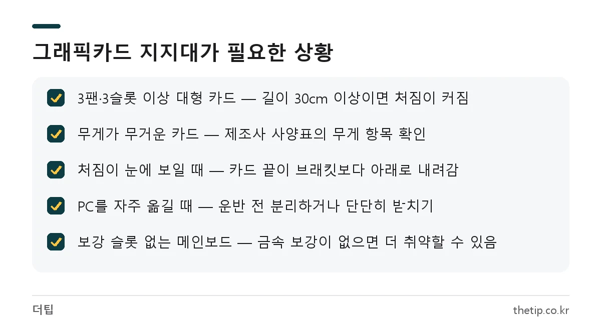 그래픽카드 지지대 필요성을 판단하는 5가지 상황 체크리스트