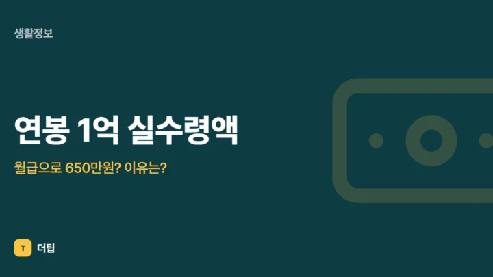 연봉 1억 실수령액, 월급으로 650만원? 이유는?