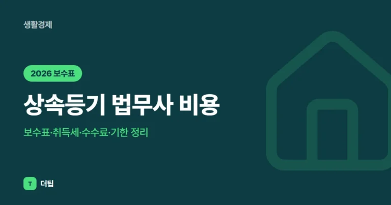 상속등기 법무사 비용 (2026): 보수표·취득세·수수료·기한 정리