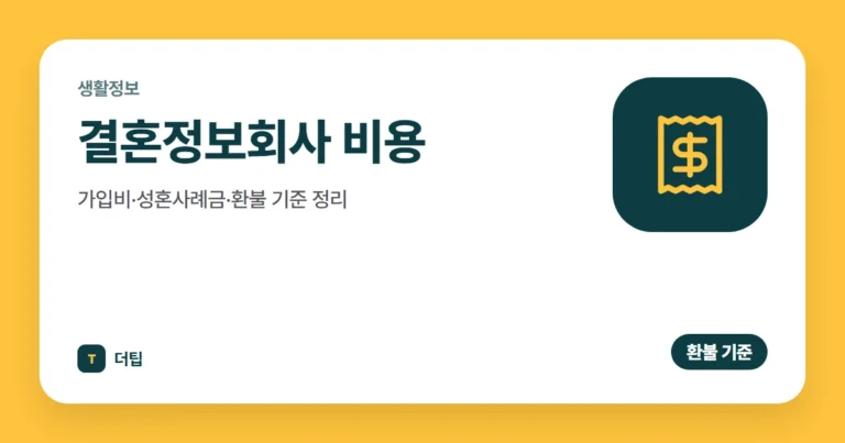 결혼정보회사 비용 (2026): 가입비·성혼사례금·환불 기준 정리