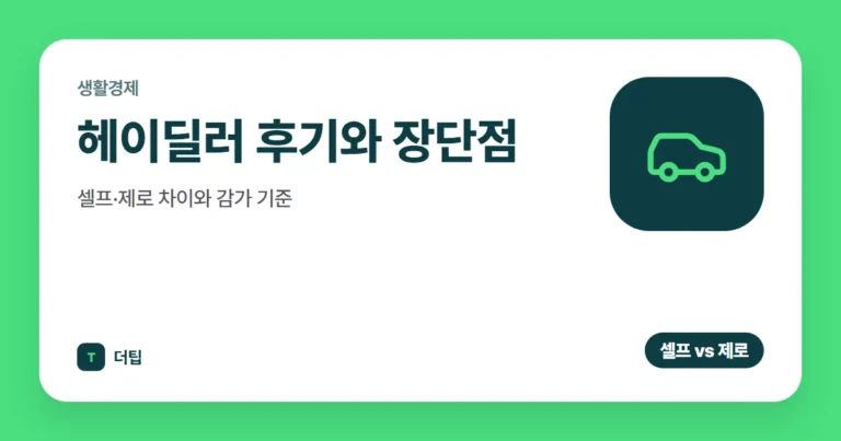 헤이딜러 후기와 장단점, 셀프·제로 차이와 감가 기준 (2026)