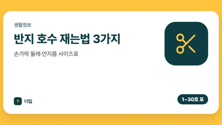 반지 호수 재는법 3가지, 손가락 둘레·안지름 사이즈표