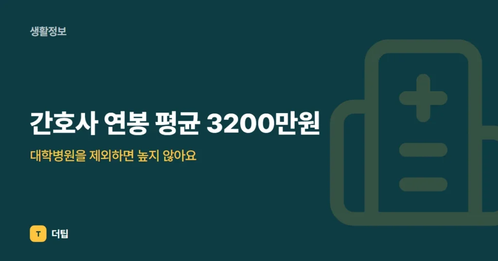 간호사 연봉 평균 3200만원, 대학병원을 제외하면 높지 않아요
