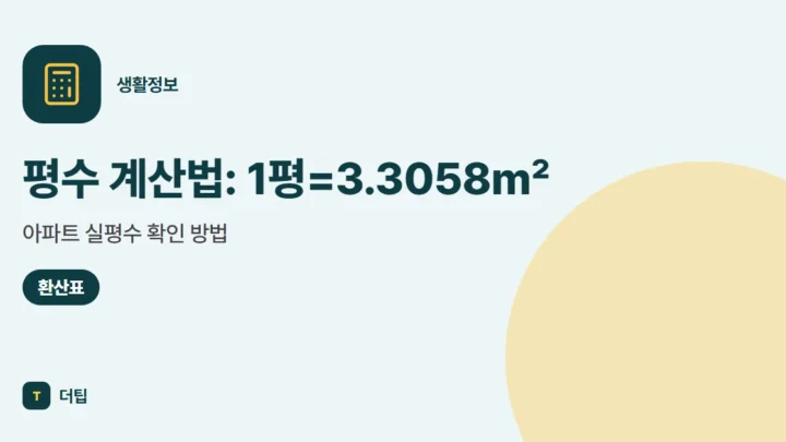 평수 계산법: 1평=3.3058㎡, 아파트 실평수 확인 방법
